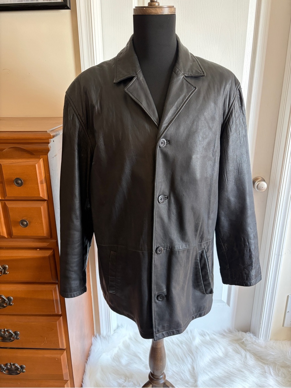 Vintage US Polo Association Leather Jacket Size Large READ